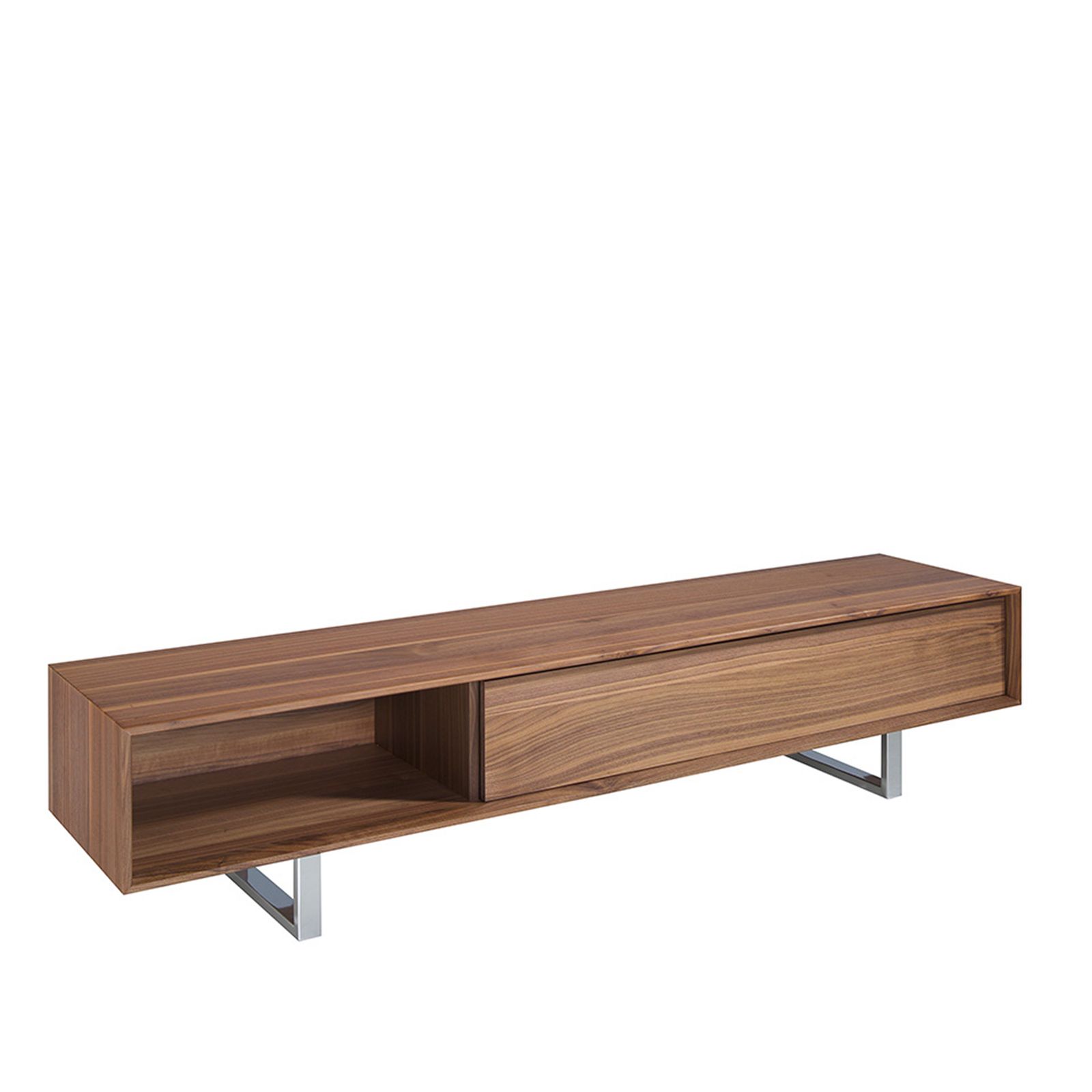 Tv cabinet wooden walnut and steel chrome by Angel Cerdá
