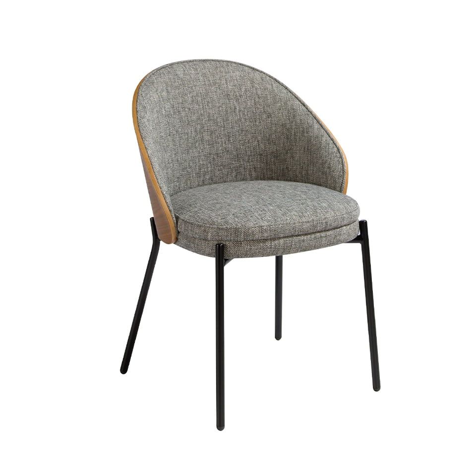 Chair dining upholstered in fabric and wood chapada walnut by Angel Cerdá
