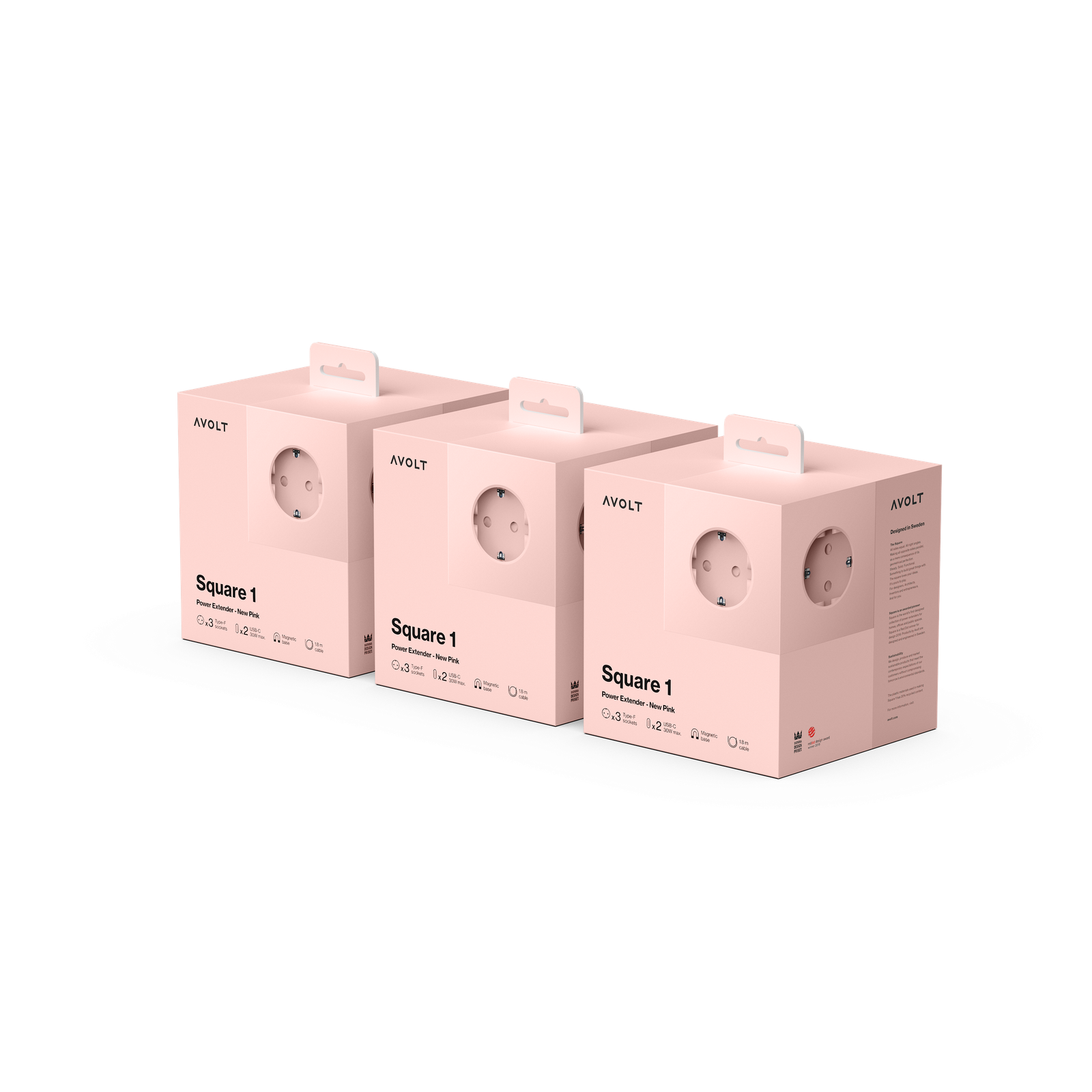 Square 1 | 3-Pack New Pink USB-C by Avolt
