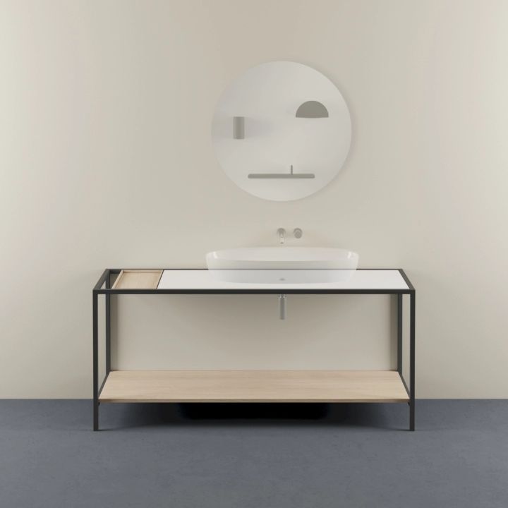 Struttura a Terra in Metallo 180x55 cm con Piano Porta Oggetti: Soluzioni a terra e sospese by Azzurra Ceramica