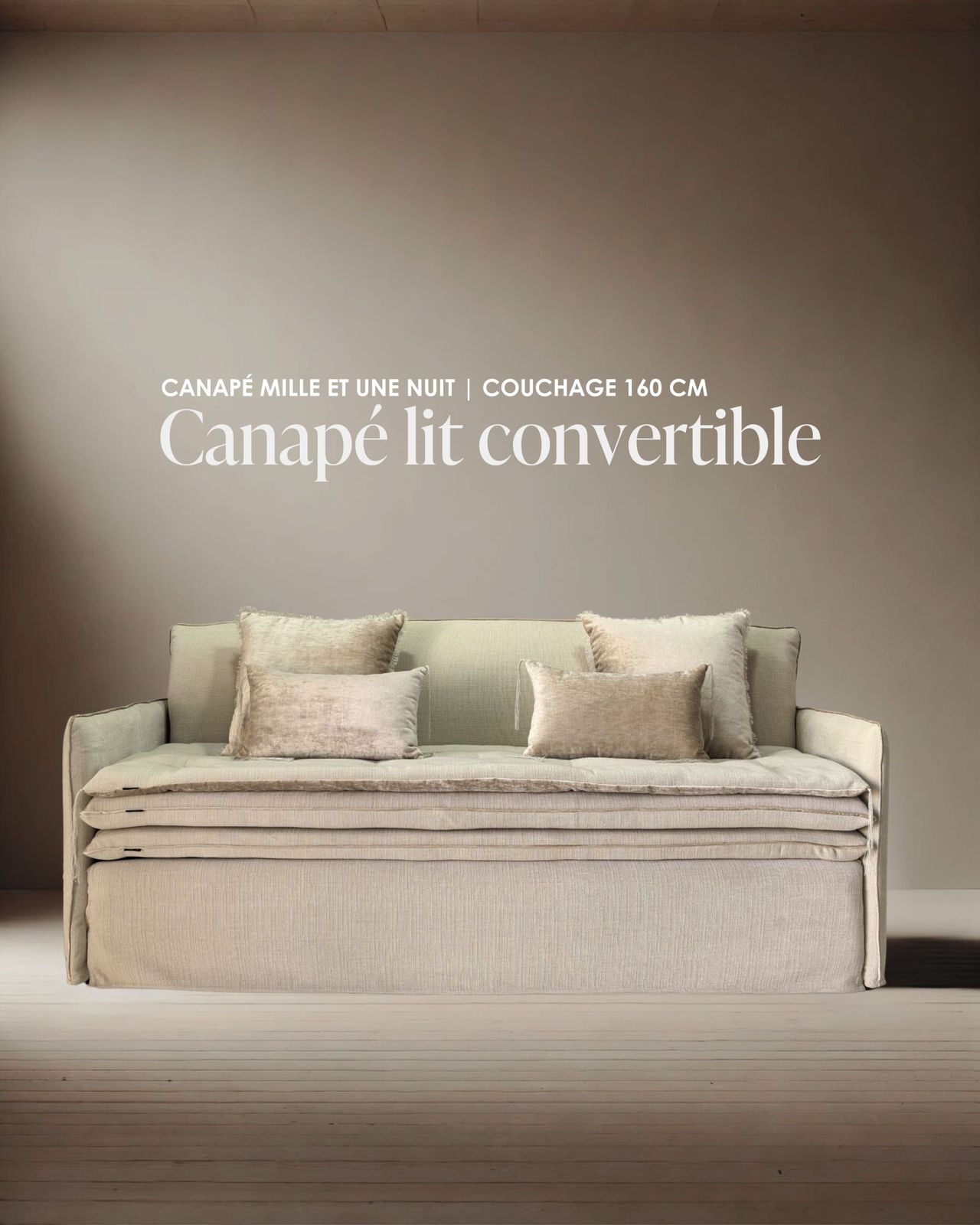 Canapé lit convertible Mille Et Une Nuit 200 cm ( Couchage 160 cm ) by Bérengère Leroy