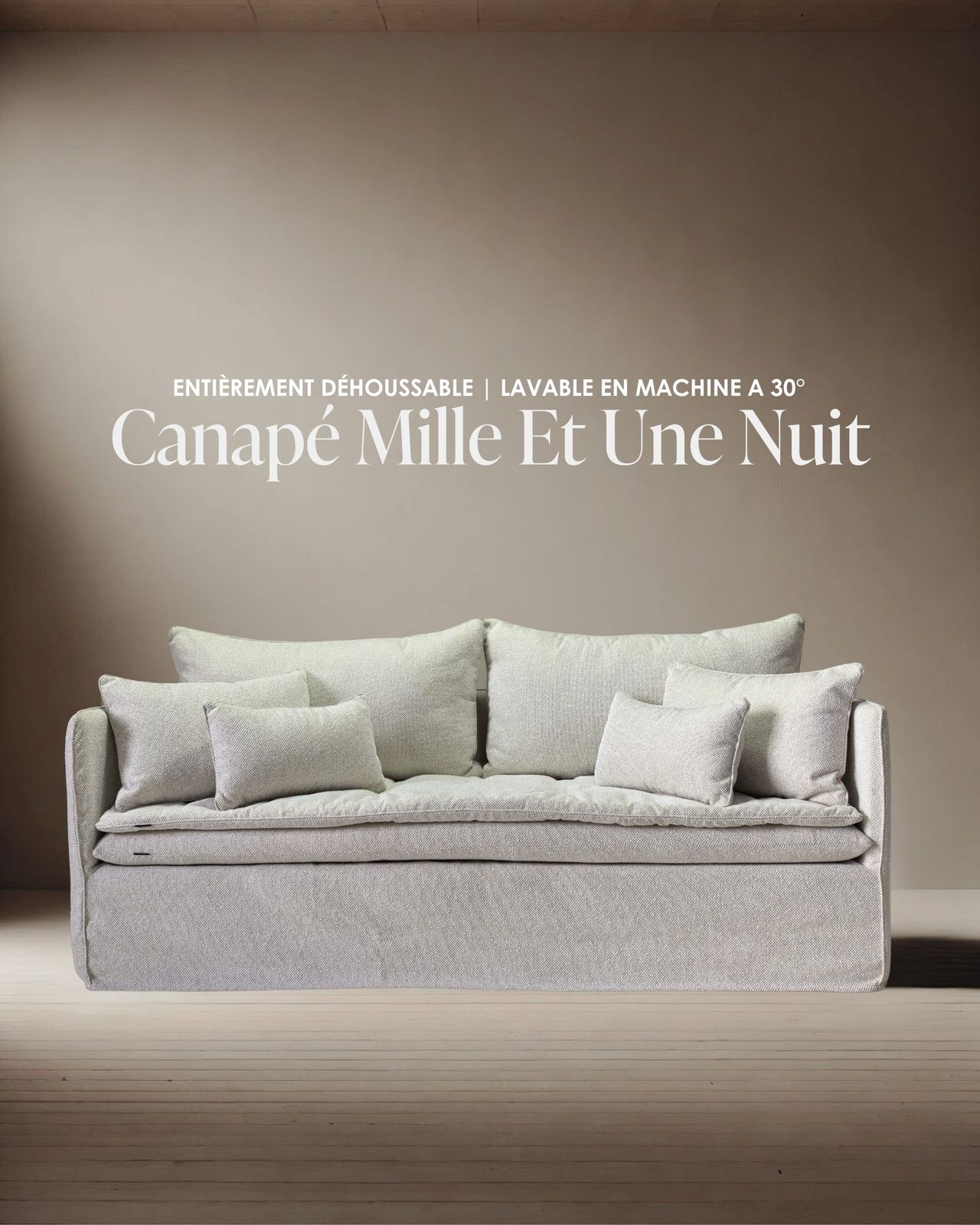 Canapé Mille Et Une Nuit 200 cm en Zepa craie by Bérengère Leroy