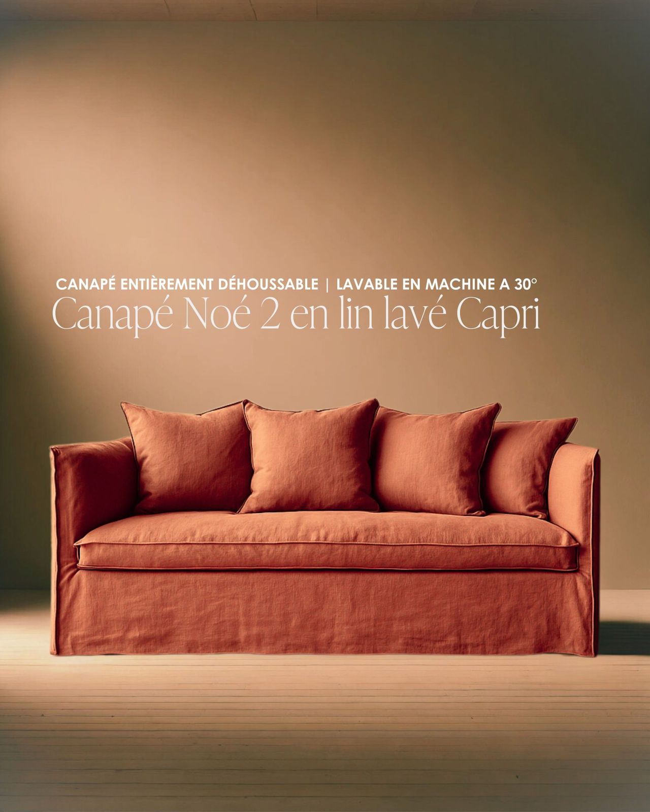Canapé Noé 2 200 cm en lin lavé Capri vert menthe by Bérengère Leroy