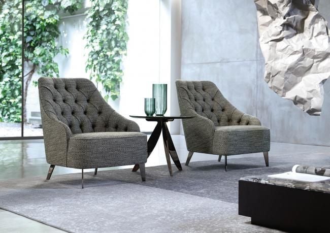 Emilia Fabric Capitonné Armchair by BertO