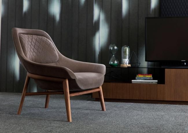 Hanna Designer armchair in wood and leather by BertO