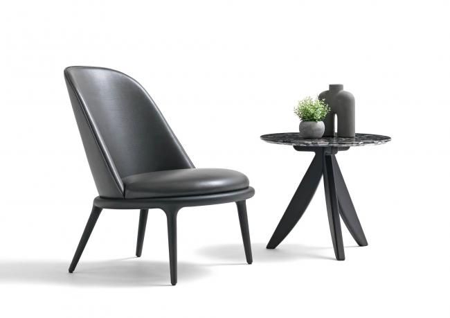 Kim leather armchair without armrests by BertO
