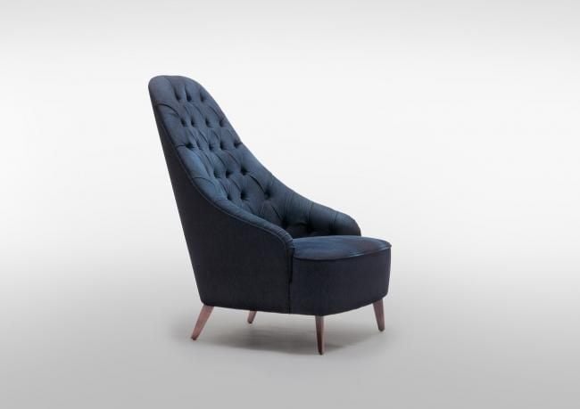 Modern Armchair with Denim Cover by BertO
