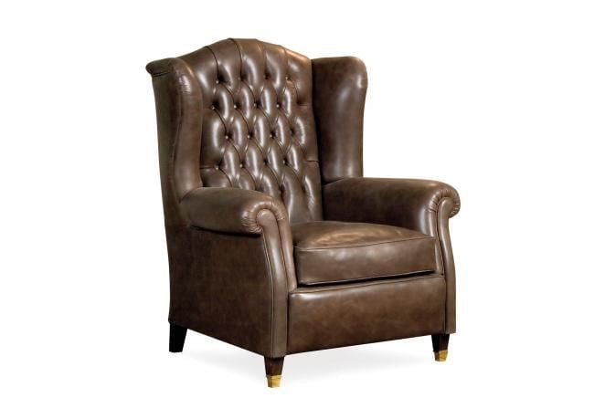 Queen Bergere Armchair upholstered in vintage leather by BertO