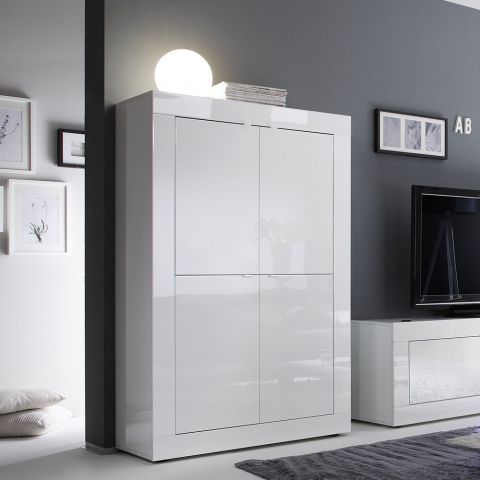 Credenza madia soggiorno cucina 4 ante bianco lucido Novia Wh Basic by BICA S.p.A