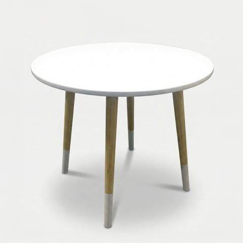 Tavolino basso tondo bianco in legno MDF per salotto 48x48 Mokai by BICA S.p.A