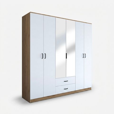Armadio guardaroba 6 ante con specchio e cassetti Miren by BICA S.p.A