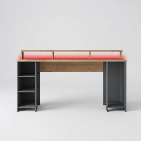 Scrivania porta PC con mensola e vani con striscia LED Vidan by BICA S.p.A