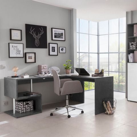 Scrivania ufficio studio angolare design moderno 180x160 cm Vilnis Dark by BICA S.p.A