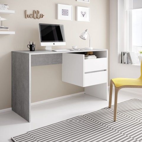 Scrivania ufficio design con 2 cassetti bianca moderna grigio Riley by BICA S.p.A