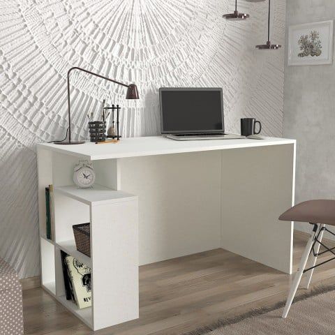 Scrivania ufficio studio moderna bianca con scaffali 120x60x74cm Labran by BICA S.p.A