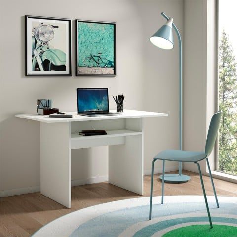 Consolle allungabile tavolo scrivania legno bianco 120x35-70cm Oplà by BICA S.p.A