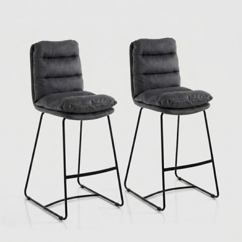 Set 2 sgabelli da bar imbottito velluto grigio gambe metallo Osten by BICA S.p.A