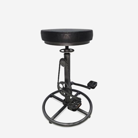 Sgabello da bar pub stile industriale in similpelle con pedali Glint by BICA S.p.A