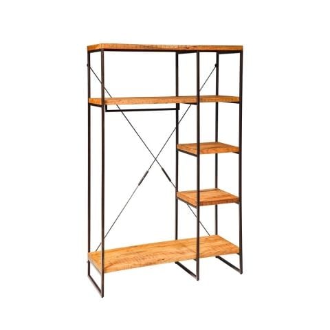 Armadio guardaroba aperto in legno e ferro stile industriale Utility by BICA S.p.A