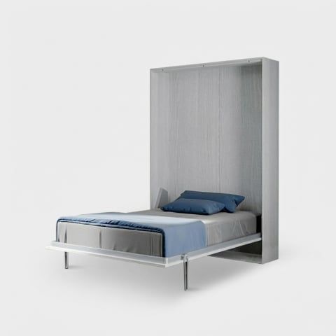 Letto a scomparsa a una piazza e mezza 120x190cm armadio bianco Kentaro by BICA S.p.A