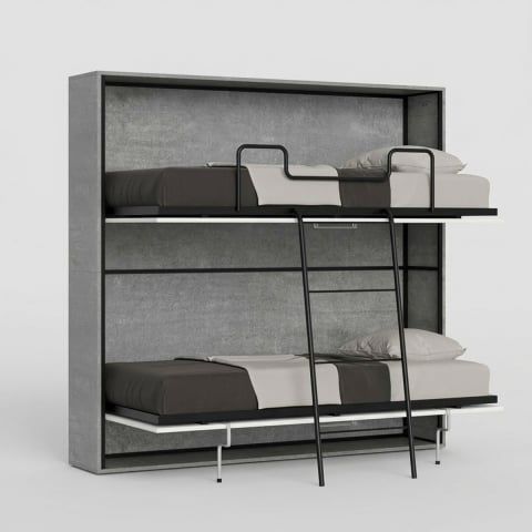 Letto a castello grigio a scomparsa orizzontale 85x185cm Kando 2CM by BICA S.p.A