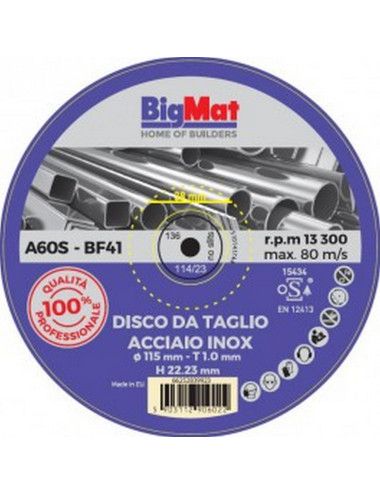 BIGMAT DISCO DA TAGLIO Pro ACCIAIO INOX 115x1 mm by BigMat