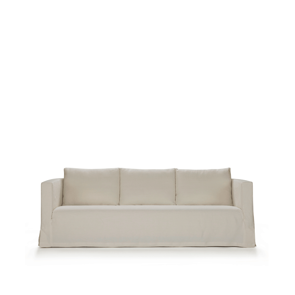 FRANK - 3 seater chenille sofa with castors by Blasco