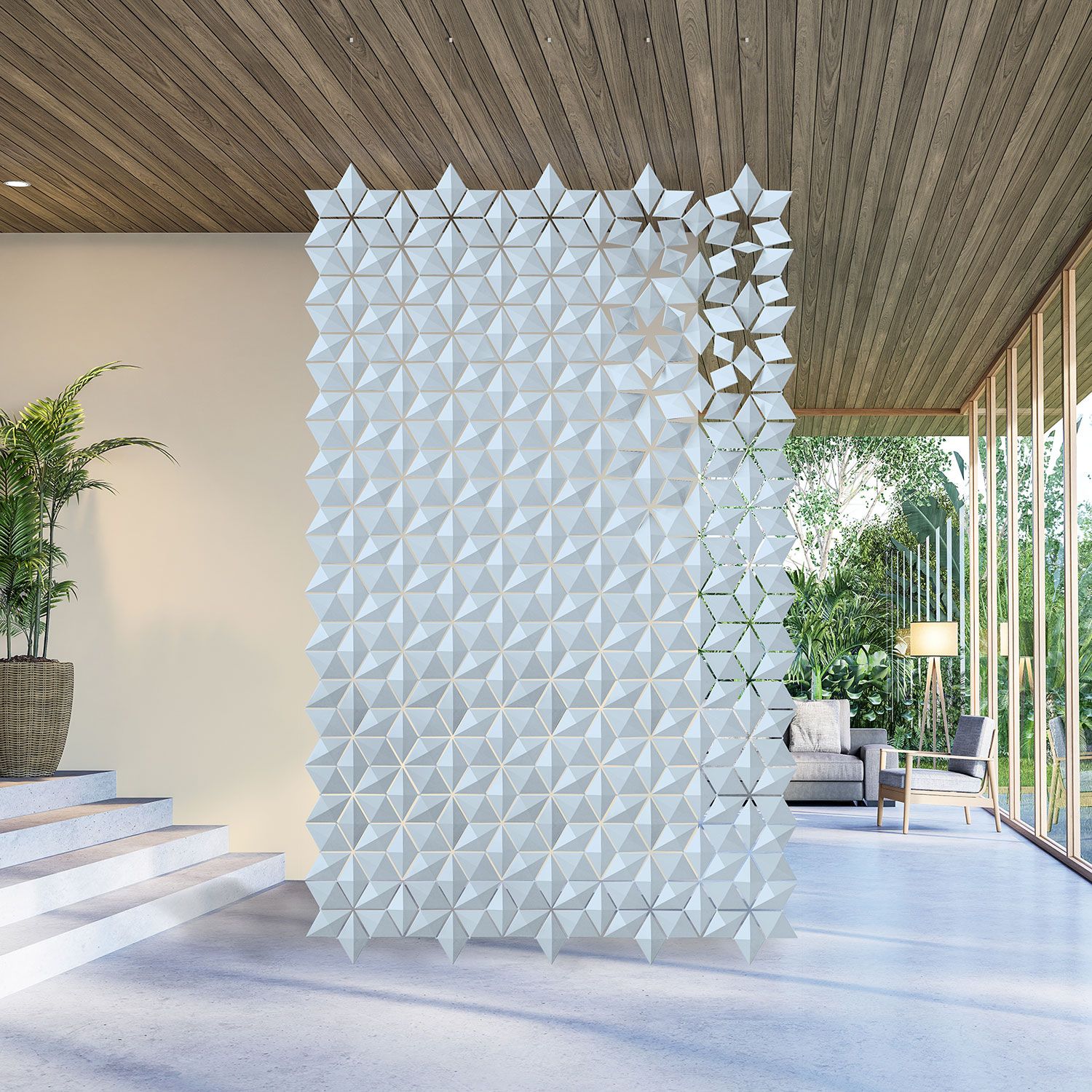 Facet hanging room divider 170 x 275cm in Pale Blue by Bloomming