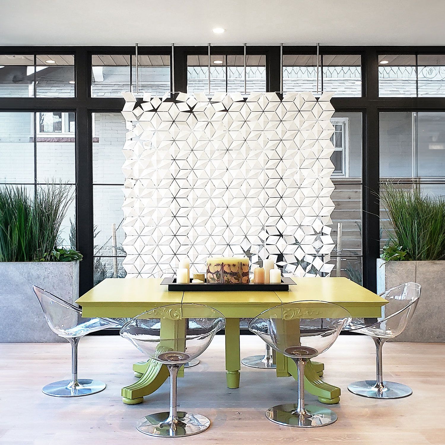 Facet hanging room divider 204 x 226cm in White by Bloomming