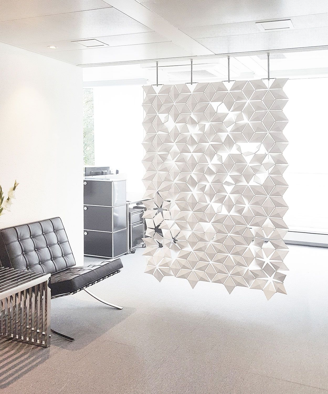 Facet hanging room divider 136 x 207cm in White by Bloomming