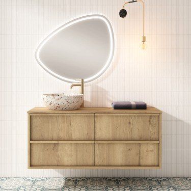 Mueble de baño NICOL cálido y elegante, fabricado en España, enviado montado y con envío gratis by Blubbain