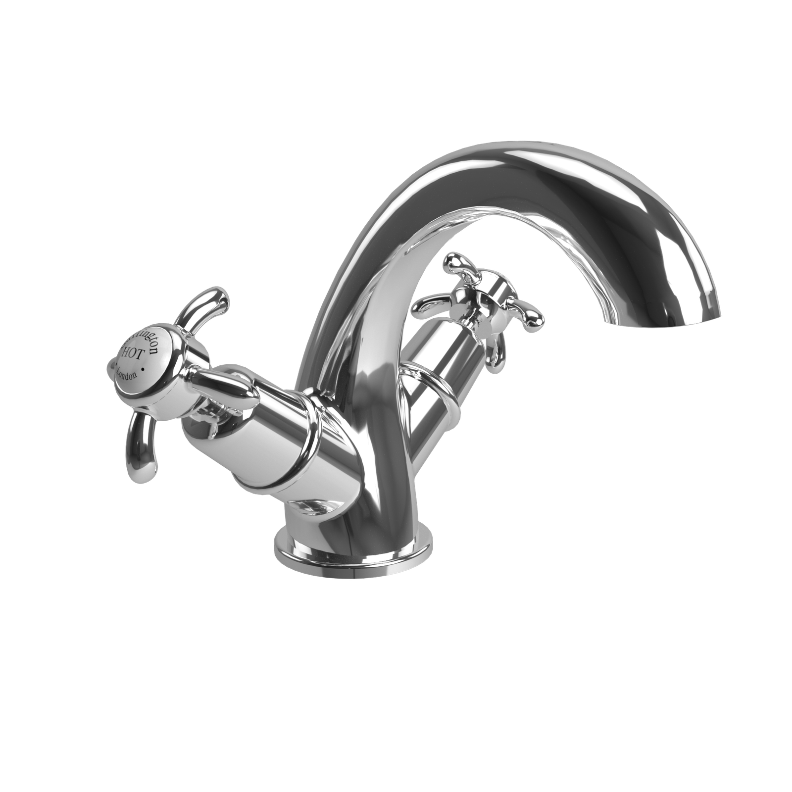 Anglesey Mono Basin Mixer (Quarter turn with White accent in Chrome) | SKU AN45-QT  | Burlington Bathrooms by Burlington