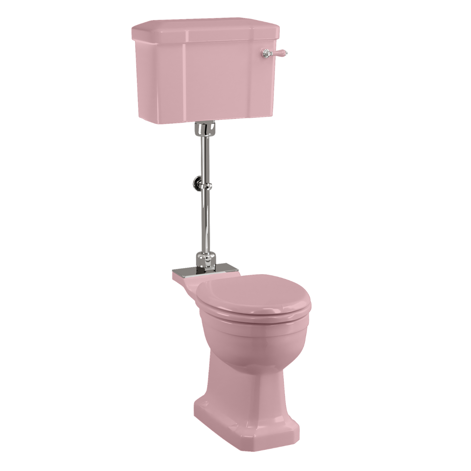 Bespoke Confetti Pink Standard Medium Level WC with 520 Lever Cistern | SKU P5 PINK T33 CHR C1 PINK | Burlington Bathrooms by Burlington