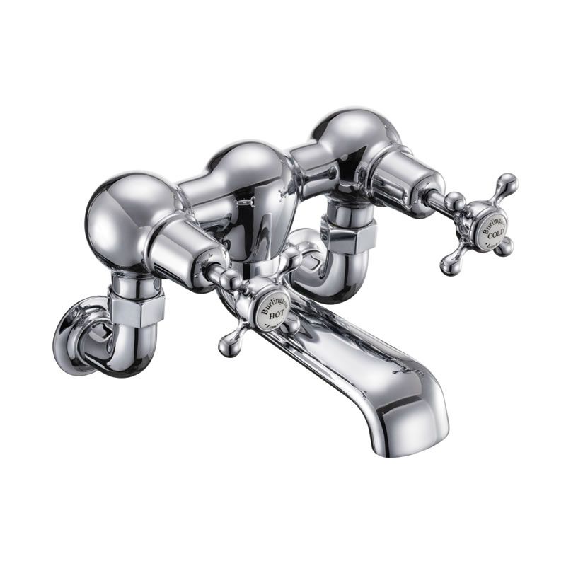 Claremont Bath Filler Wall Mounted (Quarter turn with White accent) | SKU CL24_QT | Burlington Bathrooms by Burlington
