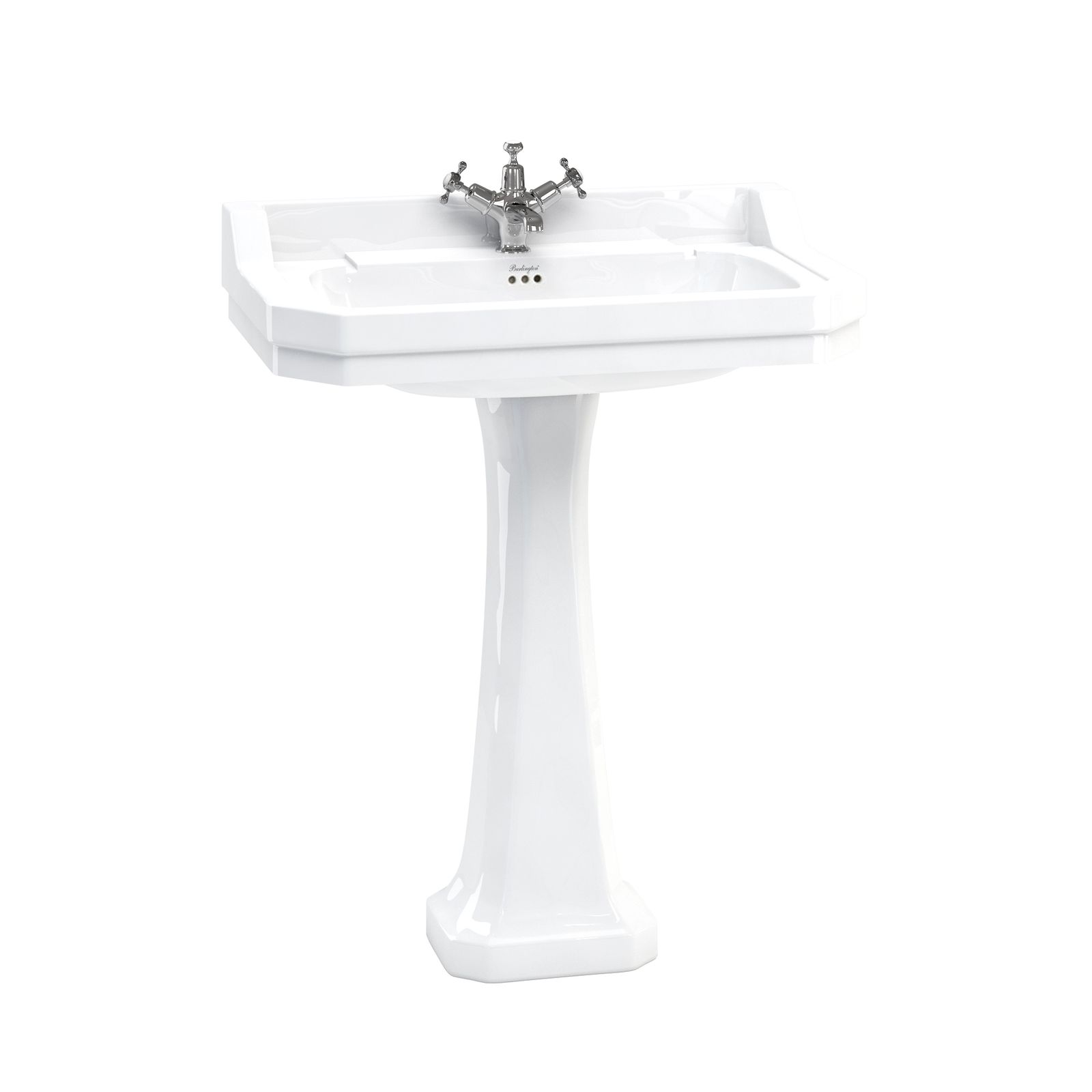Edwardian 80cm Basin with Classic Pedestal (with 1 tap hole) in Basins | SKU P6 B18 1TH | Burlington Bathrooms by Burlington