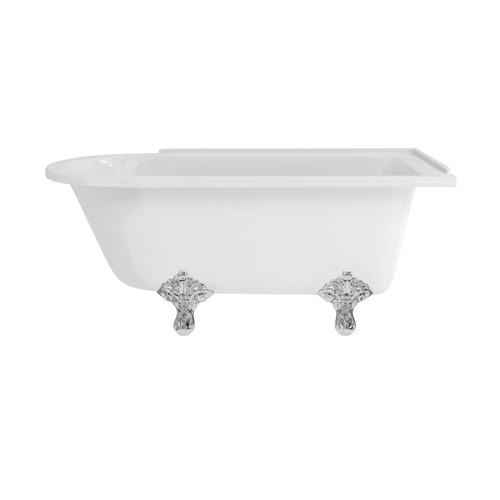 Hampton 150cm Right Handed Showering Bath with Standard Feet (Right Hand with Traditional feet in Chrome) | SKU E11 CHR E21 | Burlington Bathrooms by Burlington