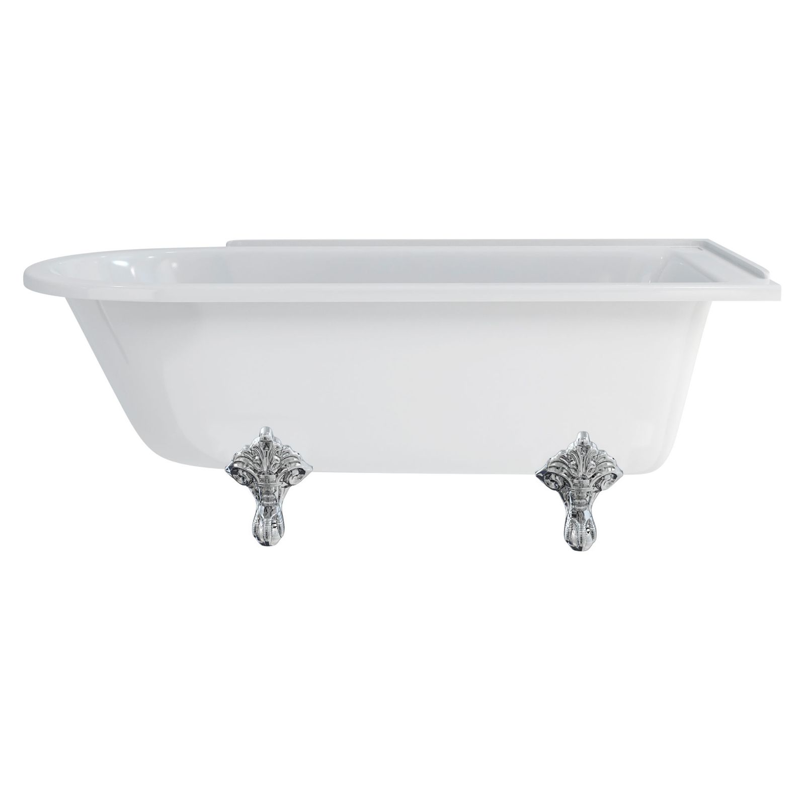 Hampton 170cm Right Handed Showering Bath with Standard Feet (Right Hand with Traditional feet in Chrome) | SKU E14 E11 CHR | Burlington Bathrooms by Burlington