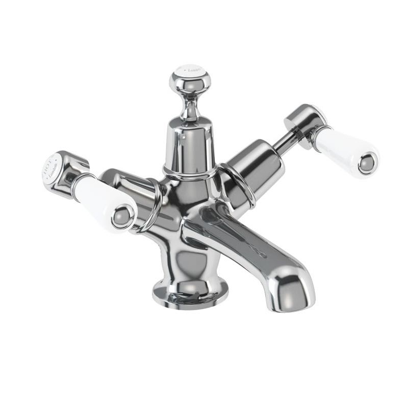Kensington Basin Mixer with Click-Clack Waste (Quarter turn with White accent) | SKU KE6 | Burlington Bathrooms by Burlington