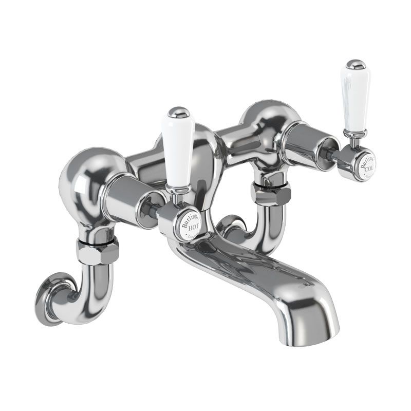 Kensington Bath Filler Wall Mounted (Quarter turn with White accent) | SKU KE24 | Burlington Bathrooms by Burlington