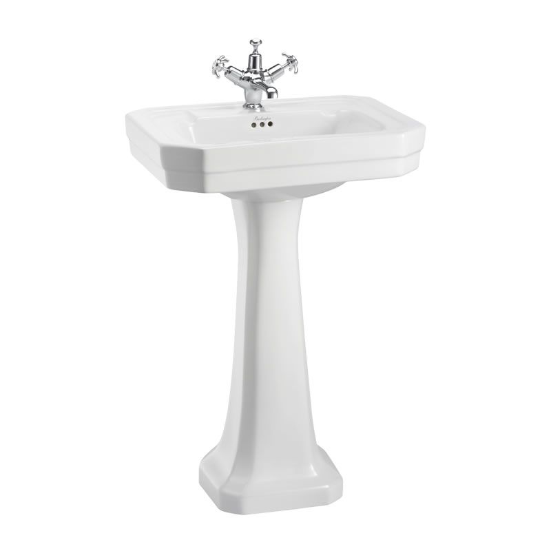 Victorian 56cm Basin & Standard Pedestal (with 1 tap hole) in Basins | SKU B2 1TH P1 | Burlington Bathrooms by Burlington