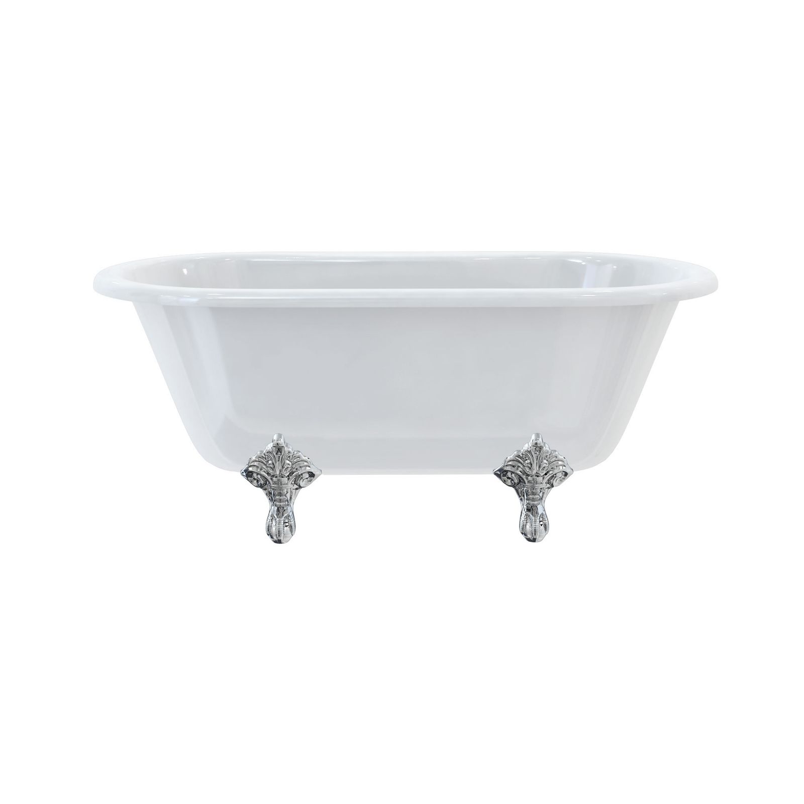 Windsor 150cm Double Ended Bath with Standard Feet (with Traditional feet in Chrome) | SKU E4 E11 CHR | Burlington Bathrooms by Burlington