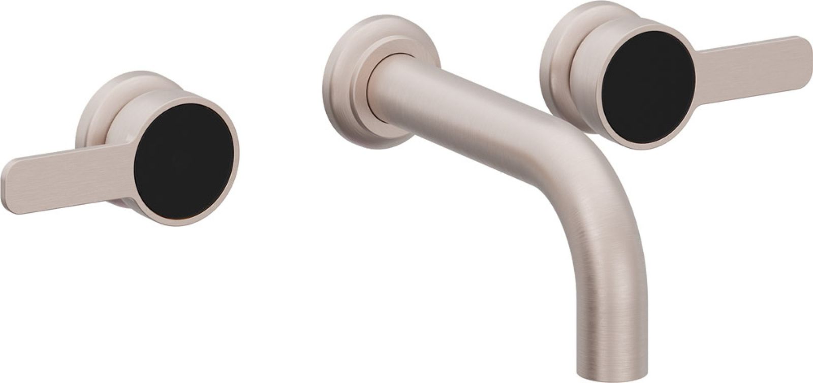 Two Handle Lavatory Wall Faucet Trim Only, with Black Glass Handle Cap by California Faucets