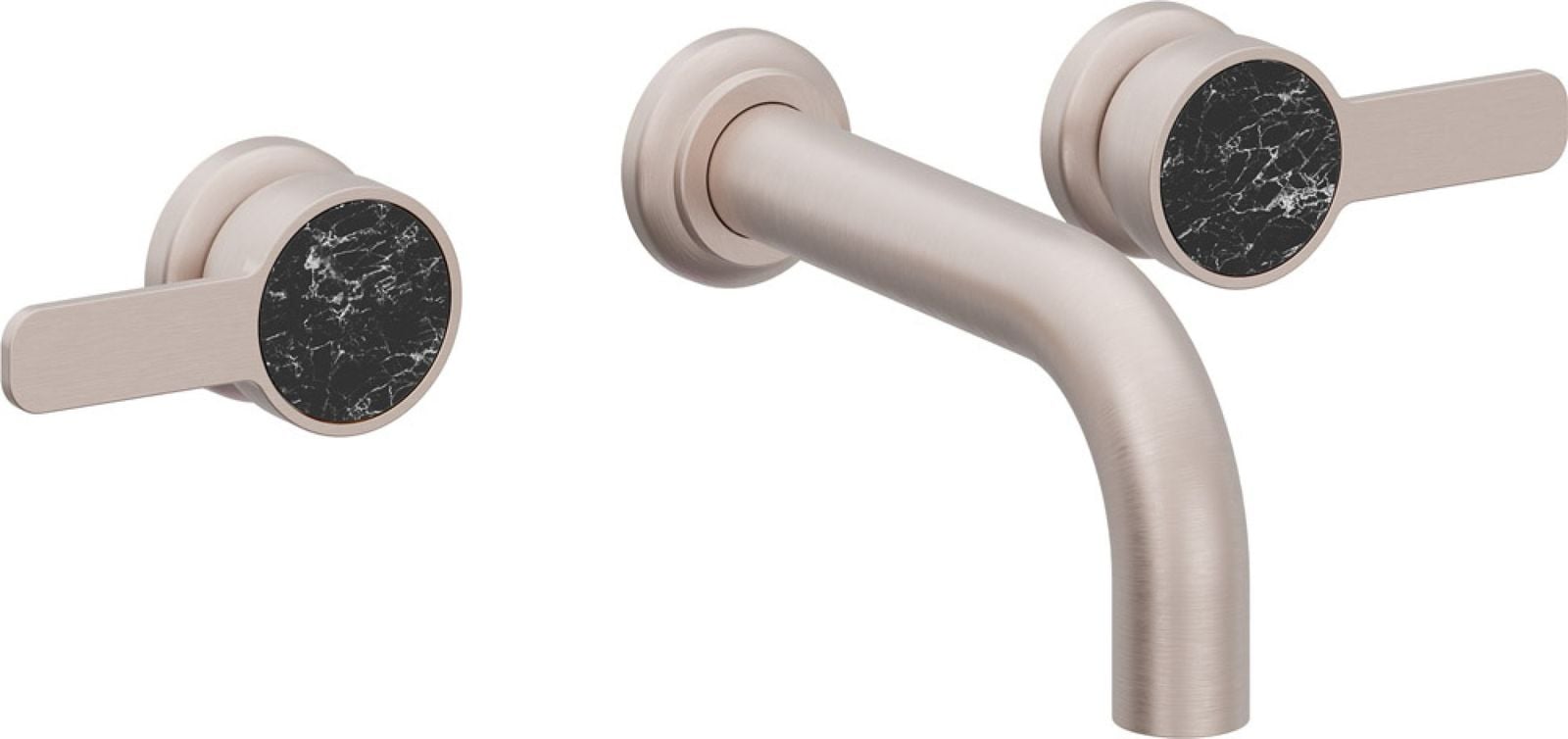 Two Handle Lavatory Wall Faucet Trim Only, with Black Marble Handle Cap by California Faucets