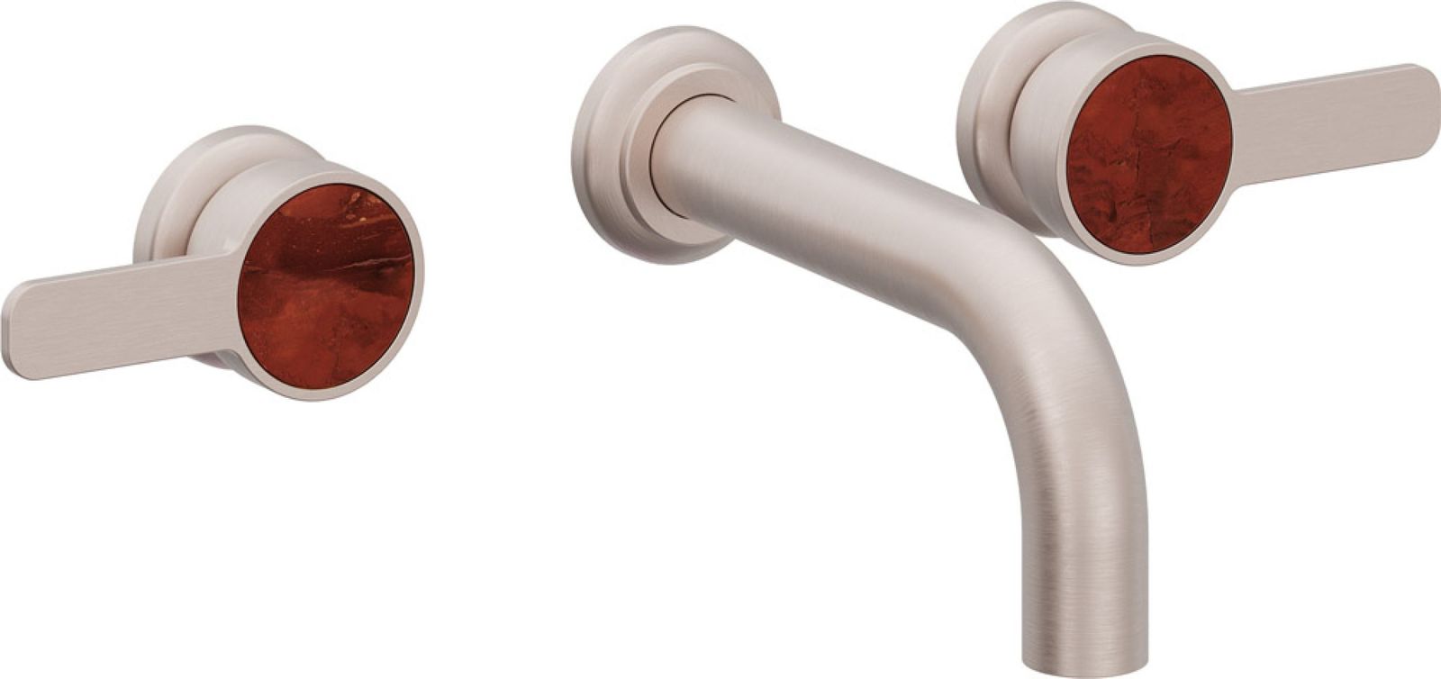 Two Handle Lavatory Wall Faucet Trim Only, with Red Jasper Gemstone Handle Cap by California Faucets