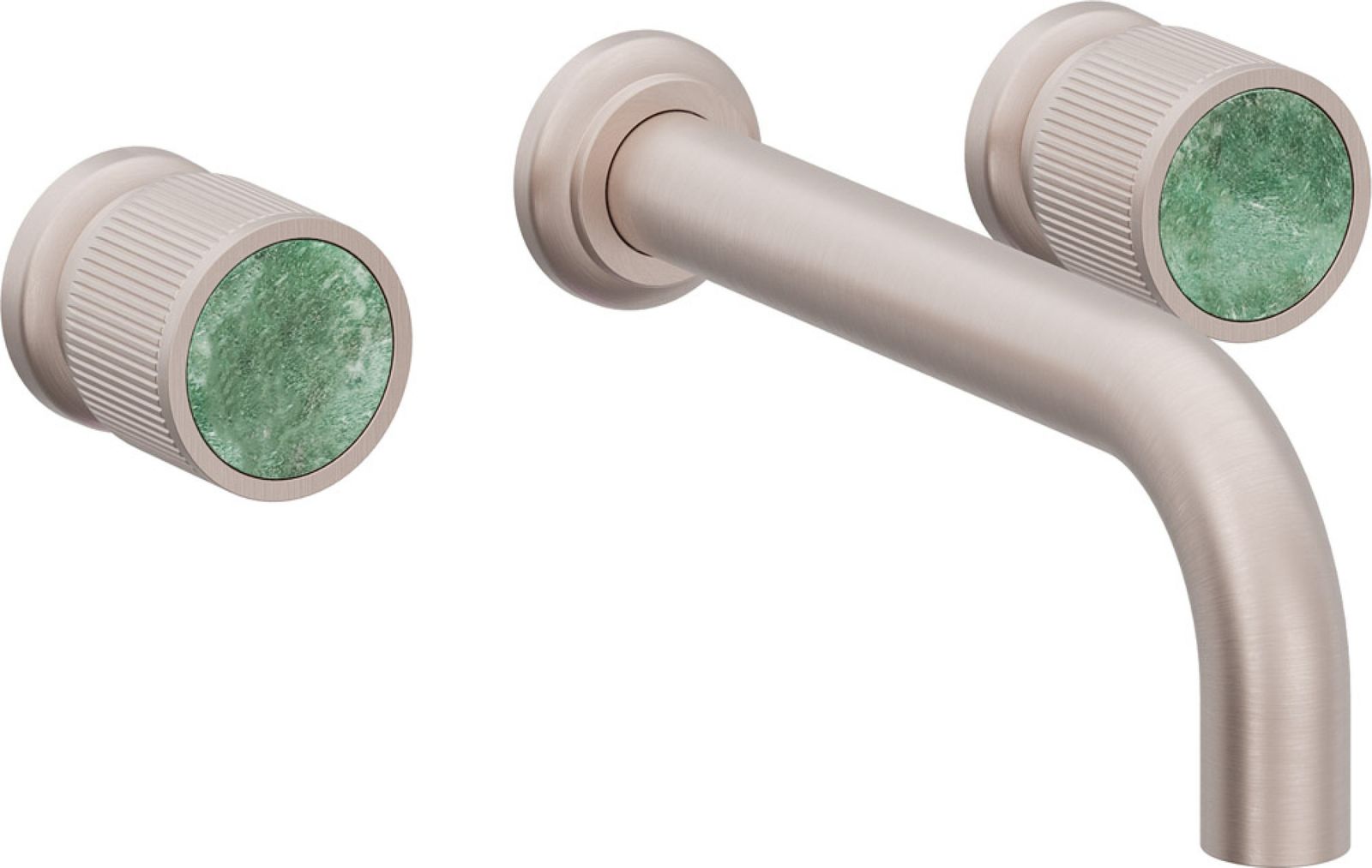 Two Handle Lavatory Wall Faucet Trim Only, with Green Aventurine Gemstone Handle Cap by California Faucets