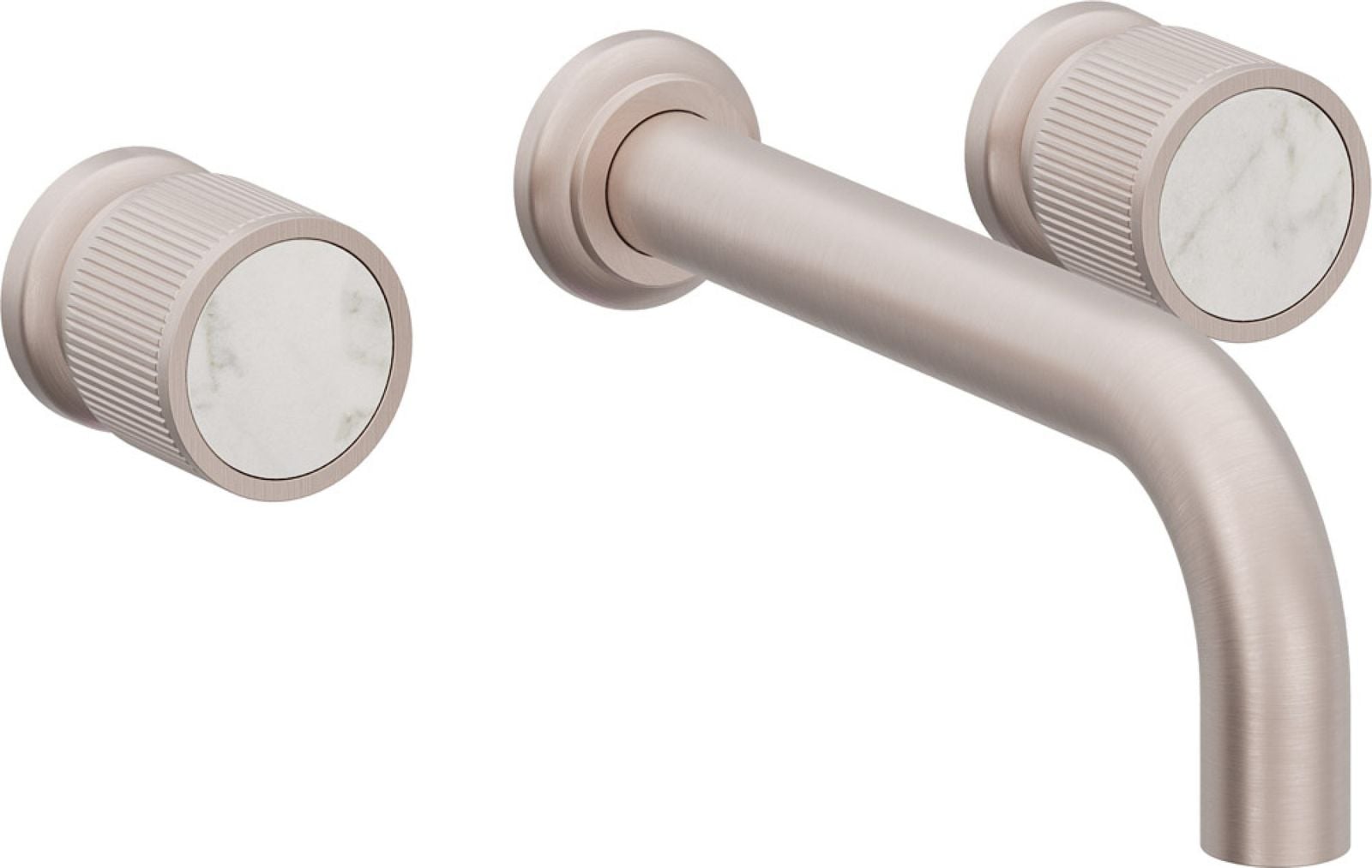 Two Handle Lavatory Wall Faucet Trim Only, with White Marble Handle Cap by California Faucets