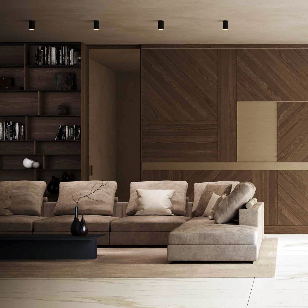 Equipped wood wall panels by CARMINATI SERRAMENTI
