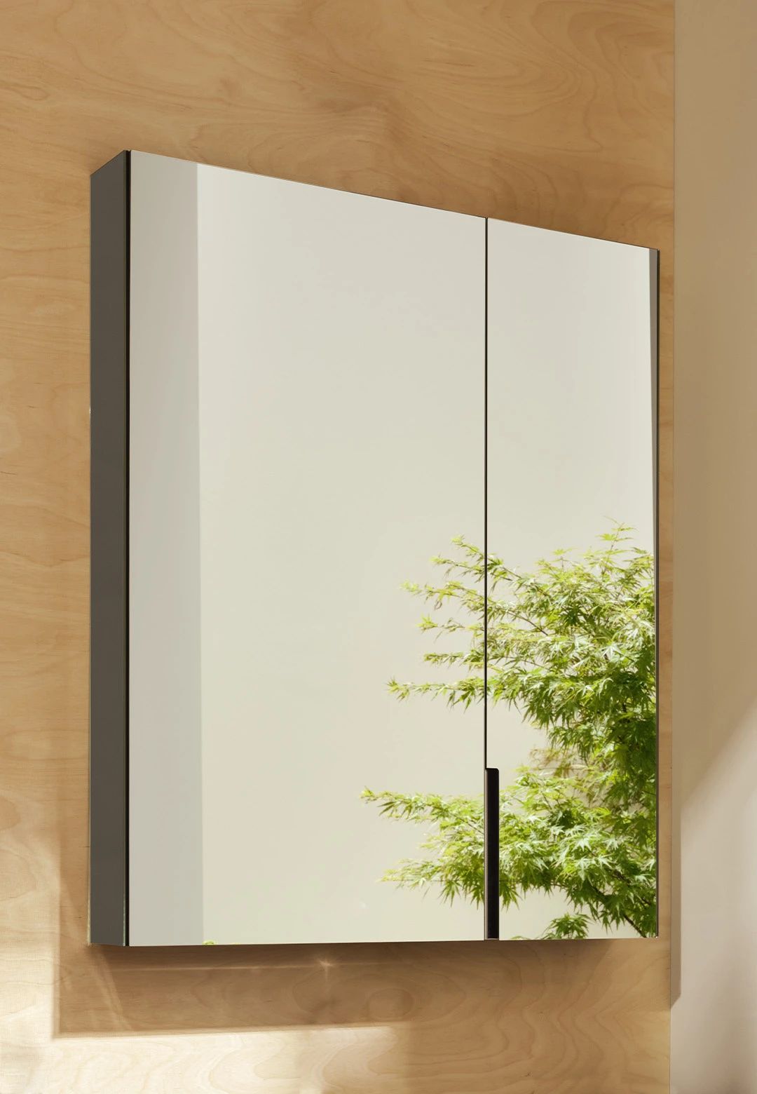Filo container mirror with LED light, lacquered, left by Ceramica Cielo