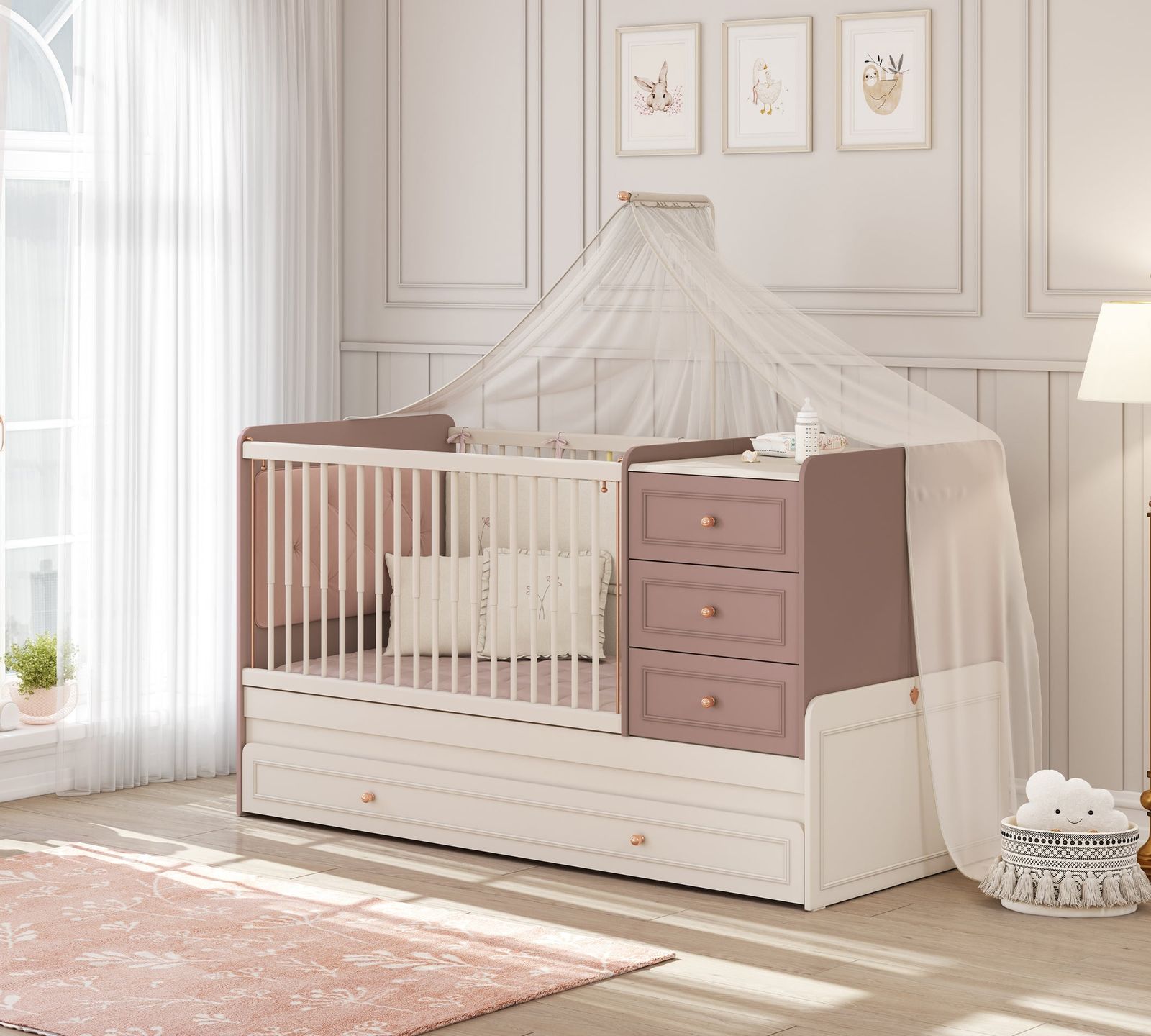 Baby Elegance Sl Convertible Baby Bed (With Parent Bed)(80x180 cm) by Cilek