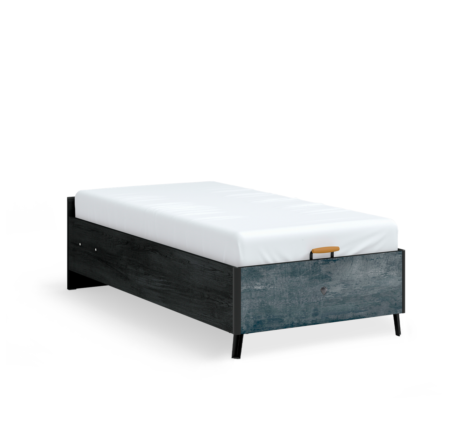 Dark Metal Bed With Base Without Headboard (100x200 cm) by Cilek